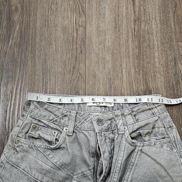 NA-KD Printed Grey Wide Leg Jeans SZ 32 Grunge - Picture 10 of 15